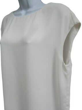 MM LaFleur New York Round Neck Sleeveless Top Lined Off White Ivory M